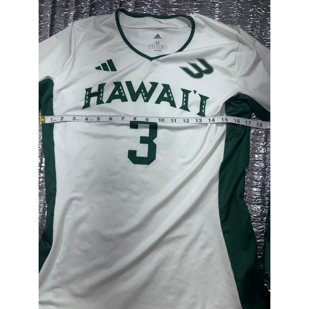 Adidas Hawaii Rainbow Warriors #3 Volleyball Jersey Long Sleeve White Green M